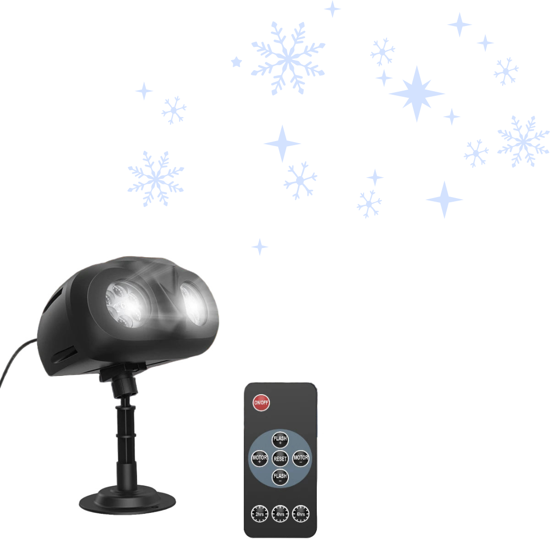 Luce Natalizia Proiettore Fiocchi Di Neve Rotazione 360° Esterno Interno Luce Fredda