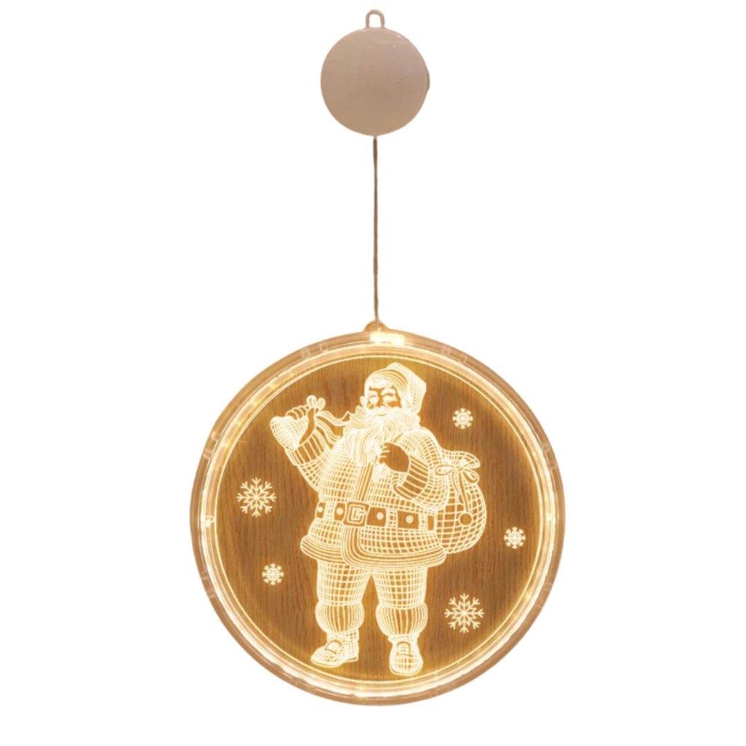 Decorazioni Luci Natalizie Ventosa LED Batterie Plastica Diverse Fantasie