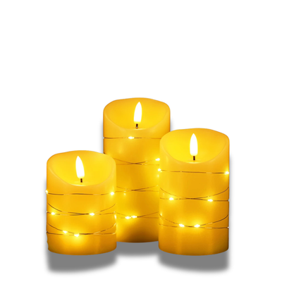 Luci Candele LED Senza Fiamma 3 Pezzi Diverse Dimensioni Colore Beige