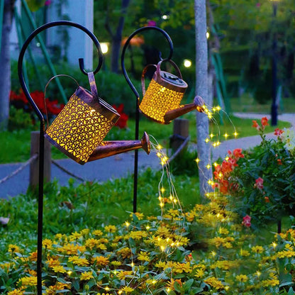 Innaffiatoio Luce Decorativa Giardino Ricaricabile Solare Bronzo Ferro 80cm LED - POWER SMARTECH