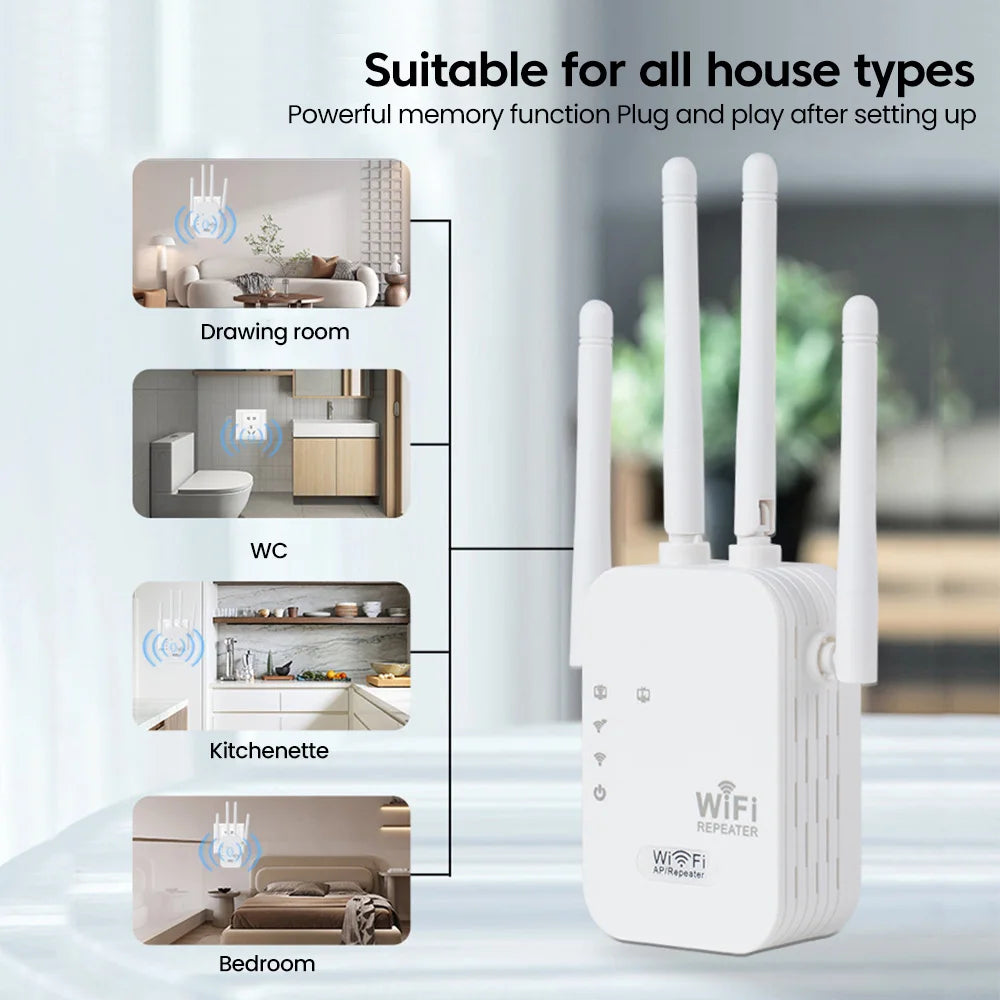 Ripetitore Wifi Amplificatore Segnale Spina EU/USA Velocità Trasmissione 300Mbps Rete Connettività Elettronica - POWER SMARTECH