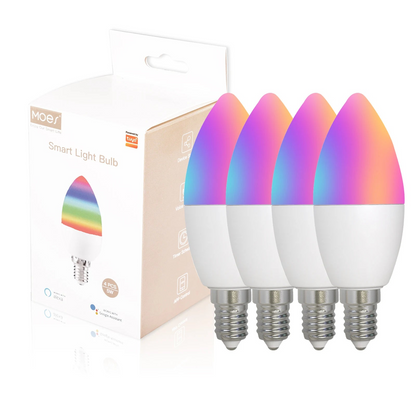 Lampadine Set 4 Pezzi Intelligenti Colore Bianco Base E12 Controllo Vocale APP
