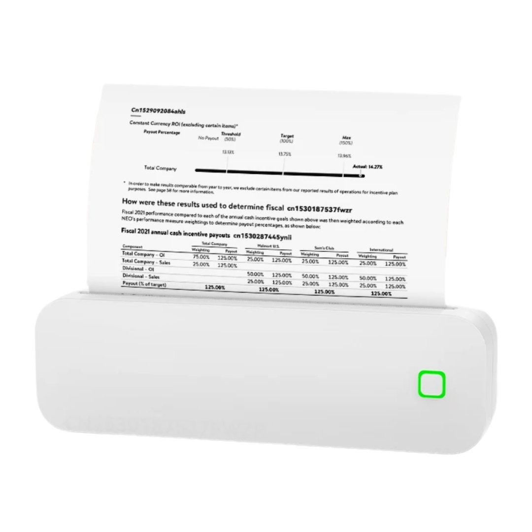 Stampante Portatile Wireless A4 Senza Inchiostro Bluetooth Stampa Fotografica