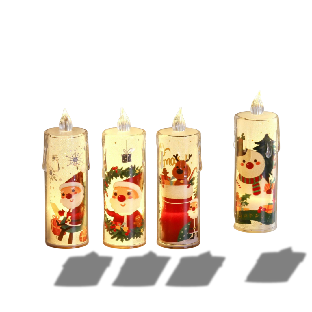Set Candele Natalizie Diversi Modelli Arredo Festa Luce Bianca Caldo Creativa