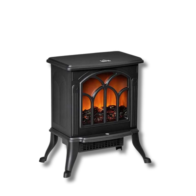 Camino Elettrico Terra 750/1500 W 2 Livelli Alimentazione Area Copertura Effetto Fiamma 15-20 m2 Nero