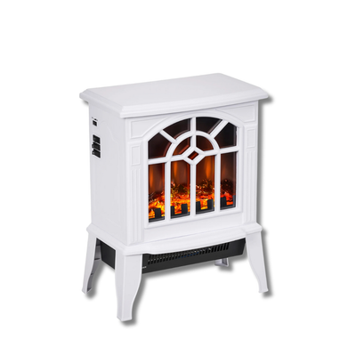 Camino Elettrico 1000 W/2000 W Bianco Riscaldatore Elettrico Terra