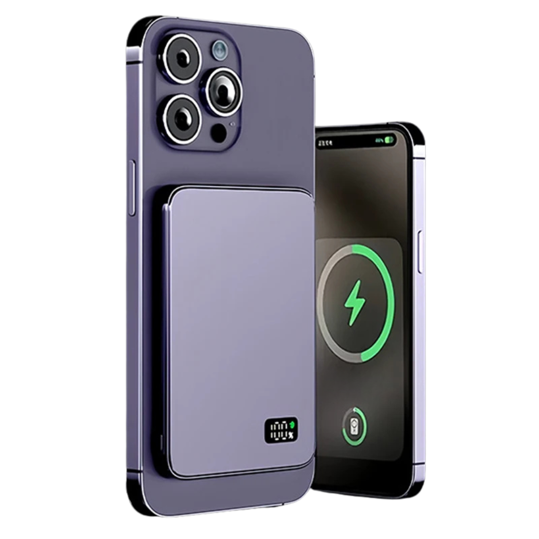 Power Bank Ultra Sottile Batteria Portatile Display  LED Ricarica Rapida Wireless Magnetica