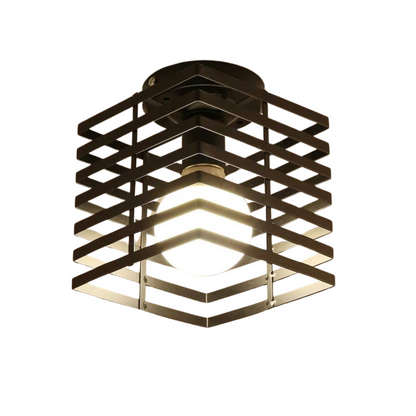 Lampadario Forma Quadrata Materiale Metallo Nero Decorazione Moderna Elegante Arredo Casa