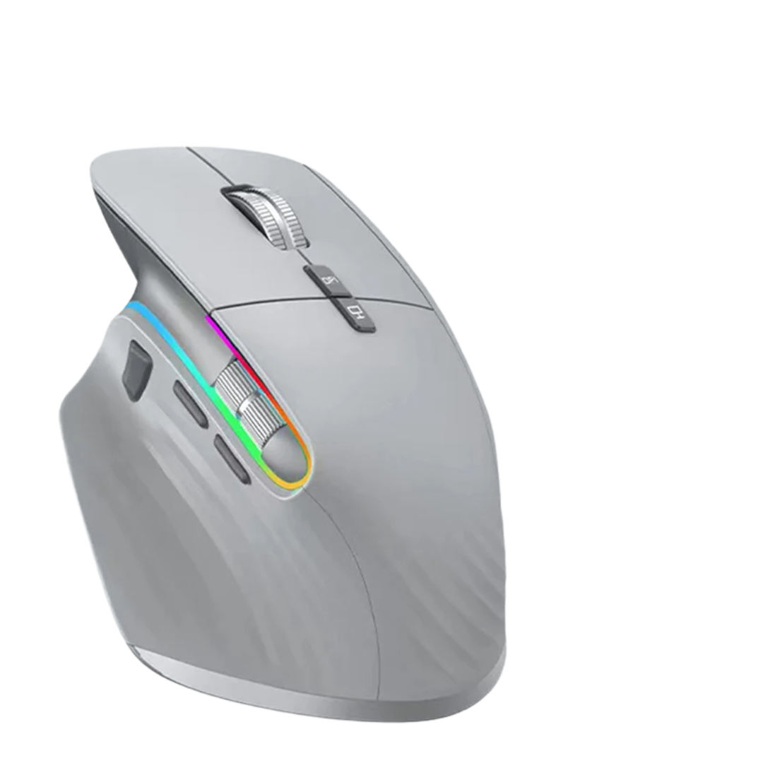 Mouse Wireless Design Ergonomico Ricaricabile Bluetooth RGB Nero