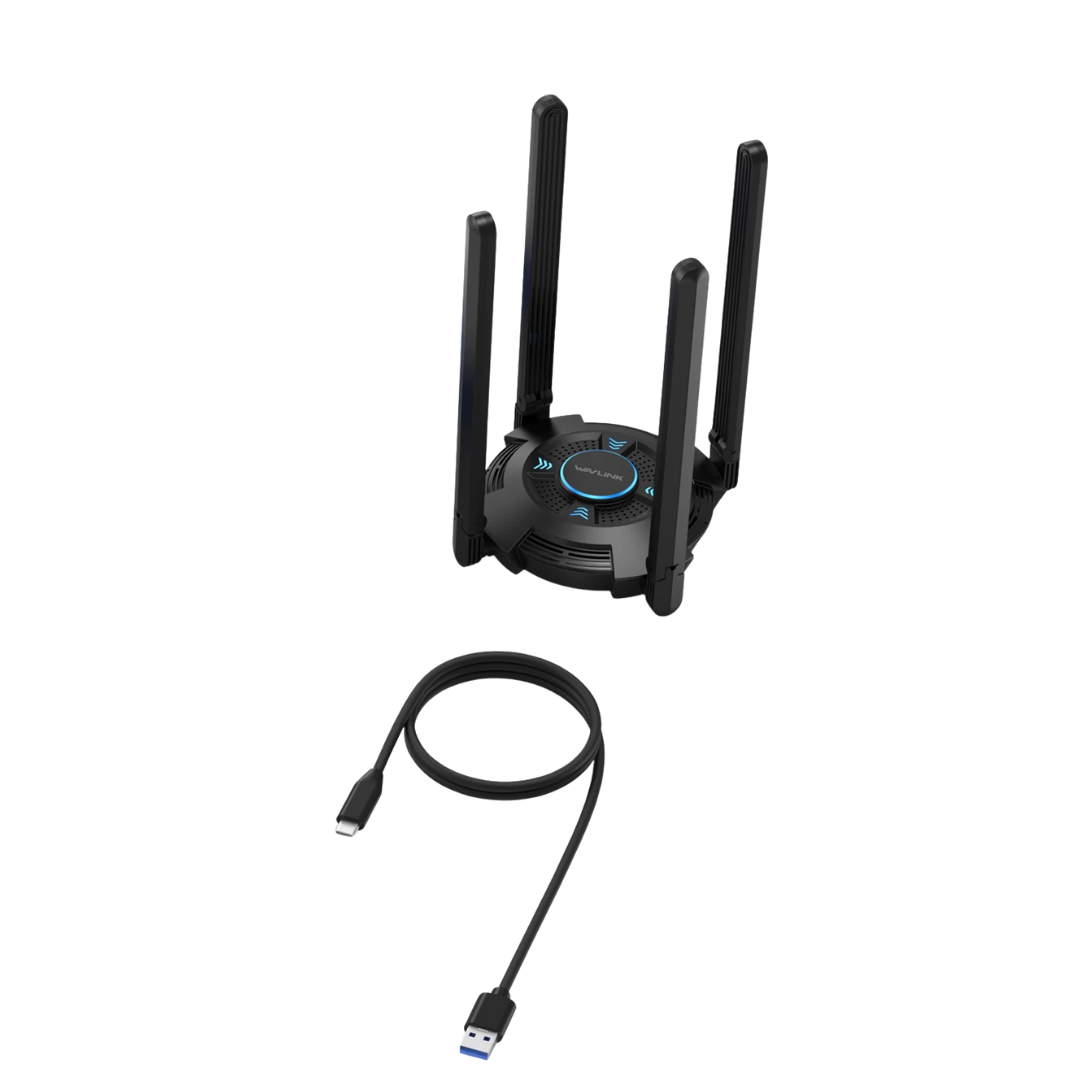 Chiavetta Adattatore WiFi USB Adattatore Rete Wireless 4 Antenne