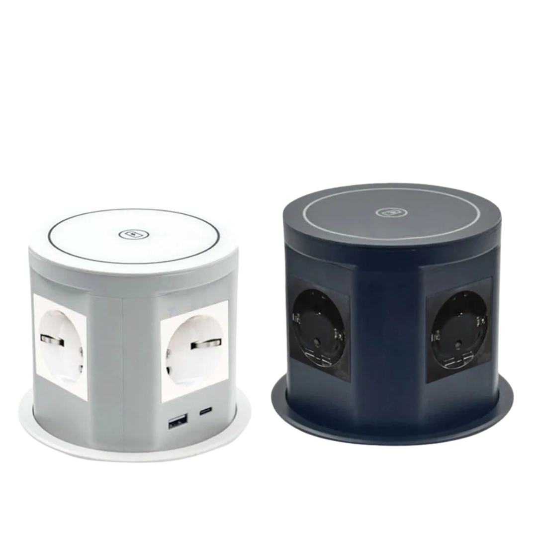 Presa Multipla Nascosta Bianco Nero Tavolo Intelligente USB/Tipo C/ Carica Wireless