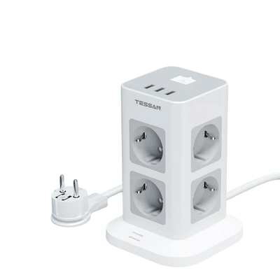 Multi Presa 8 Porte 3 USB Presa Elettrica Cavo 2M Presa Intelligente