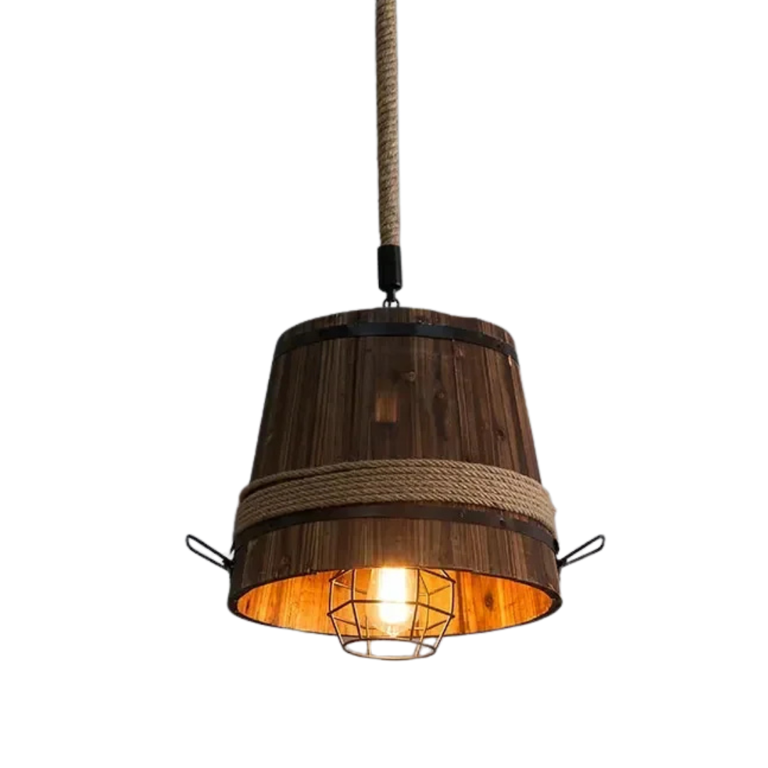 Lampadario Colore Marrone Materiale Corda Ferro Legno Vintage Casa Decorazione Soffitto