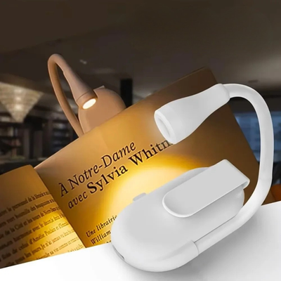 Lampada Lettura LED Lampada Ricaricabile 3 Colori Luminosità Continua Clip