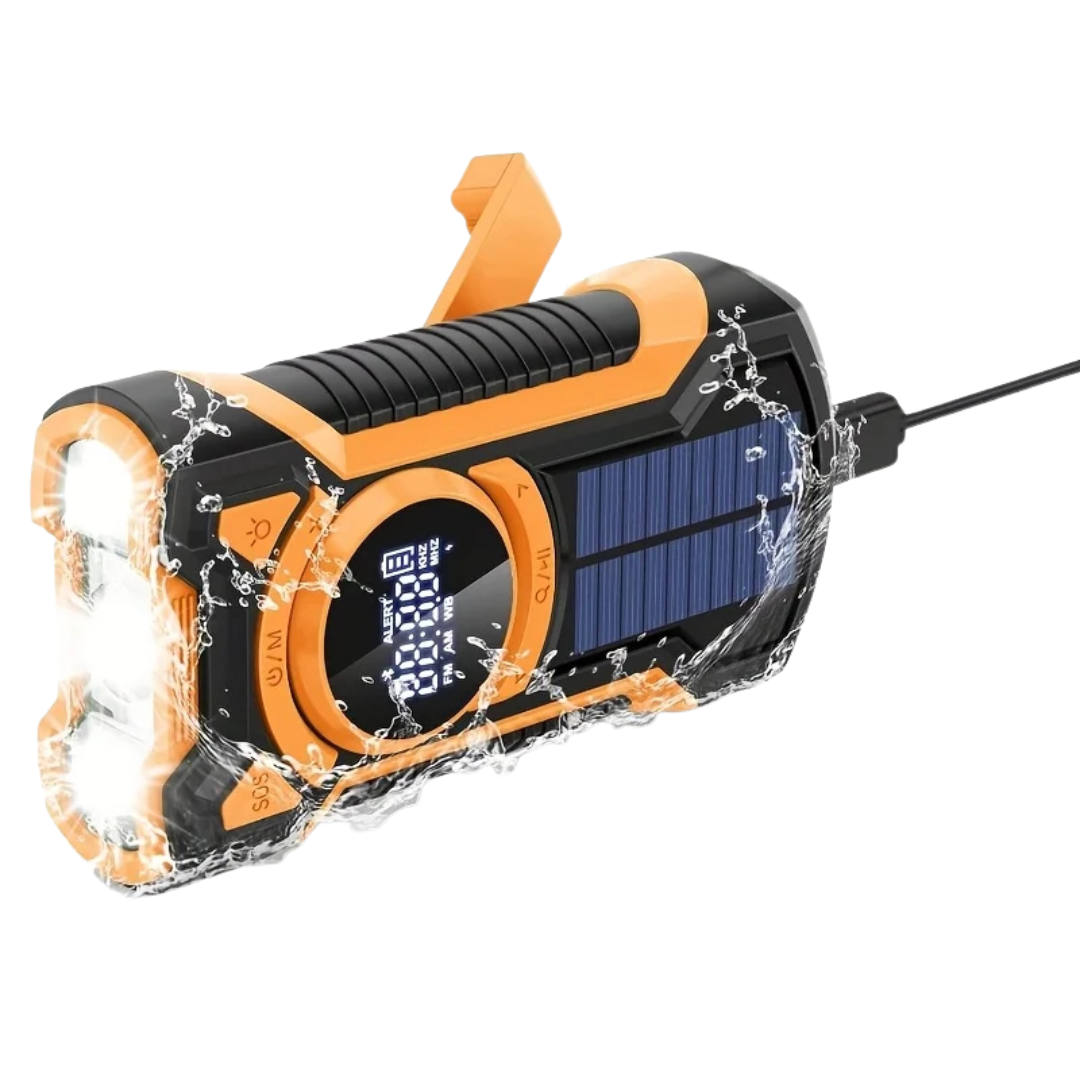 Radio Emergenza Manovella Solare 5000mAh Impermeabile  Bluetooth Avviso Meteorologico