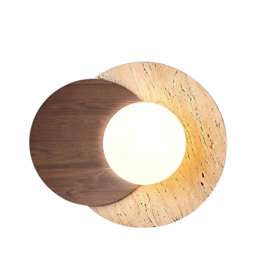 Lampade Parete Rotonde Legno Pietra Decorazione Moderna Casa Arredo