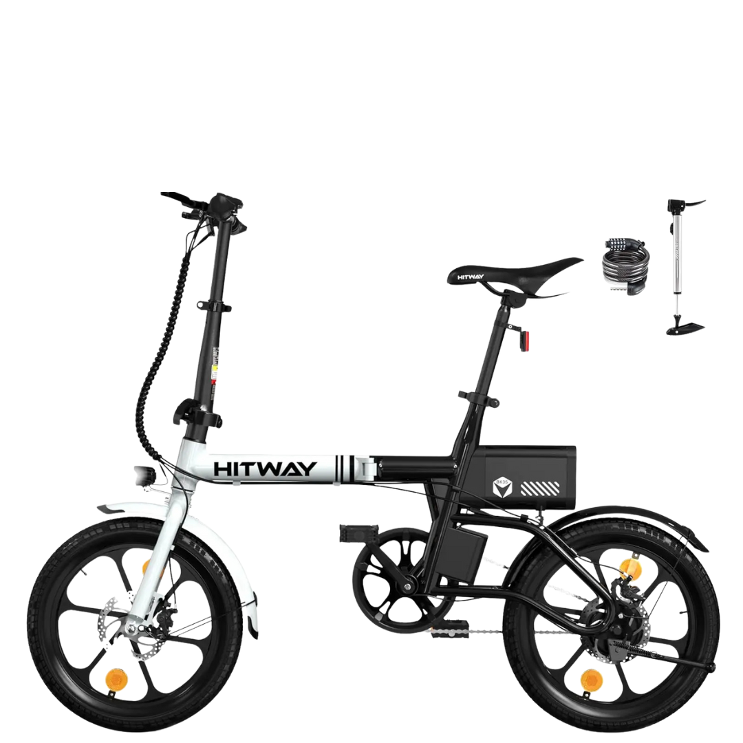 Bici elettrica 16” 250W 25-60KM Bianca Potenza Pieghevole Capacità Batteria 324mAh