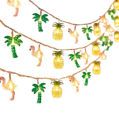 LED Flamingo Ananas Palma Luci Batteria Giardino Tropicale Decorazioni Hawaiane