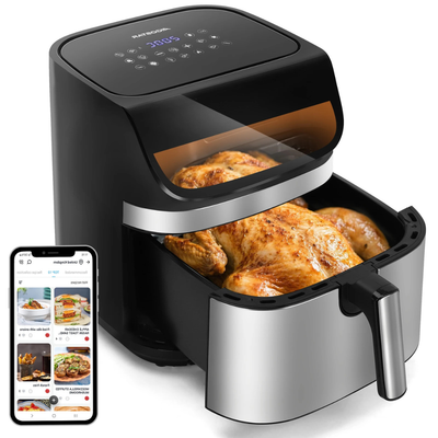 Friggitrice Aria 8,8 Litri Doppia Resistenza Risparmio Energetico Acciaio Touchscreen