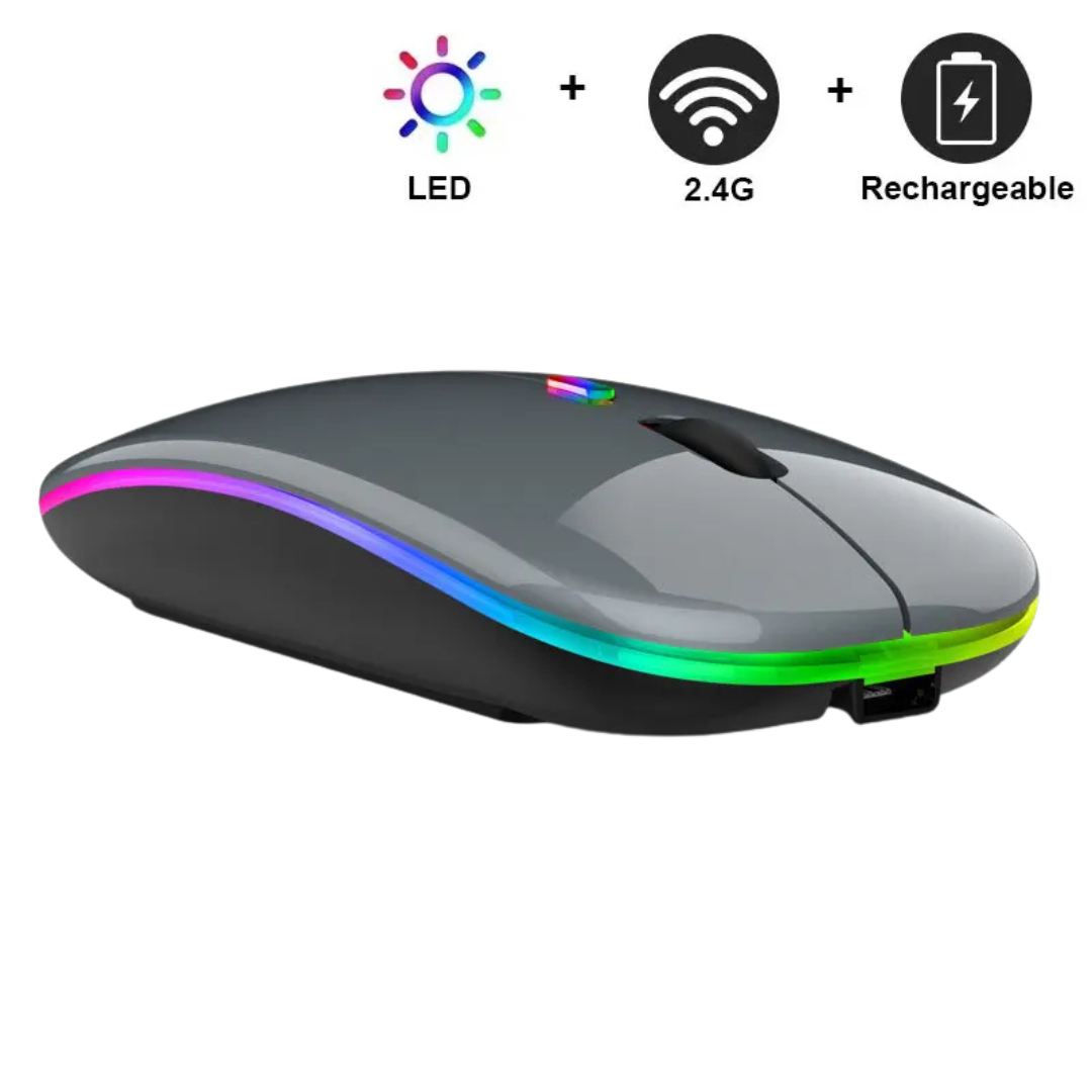 Mouse Bluetooth Silenzioso Mouse Wireless Ricaricabile Portatile Nero RGB