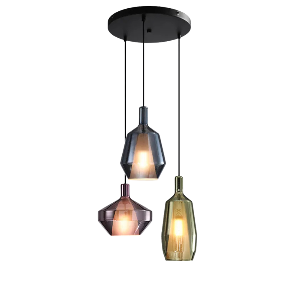 Lampadario Pendente Diversi Colori Vetro Sospeso Diverse Dimensioni Emissione Luce Calda Neutra Fredda
