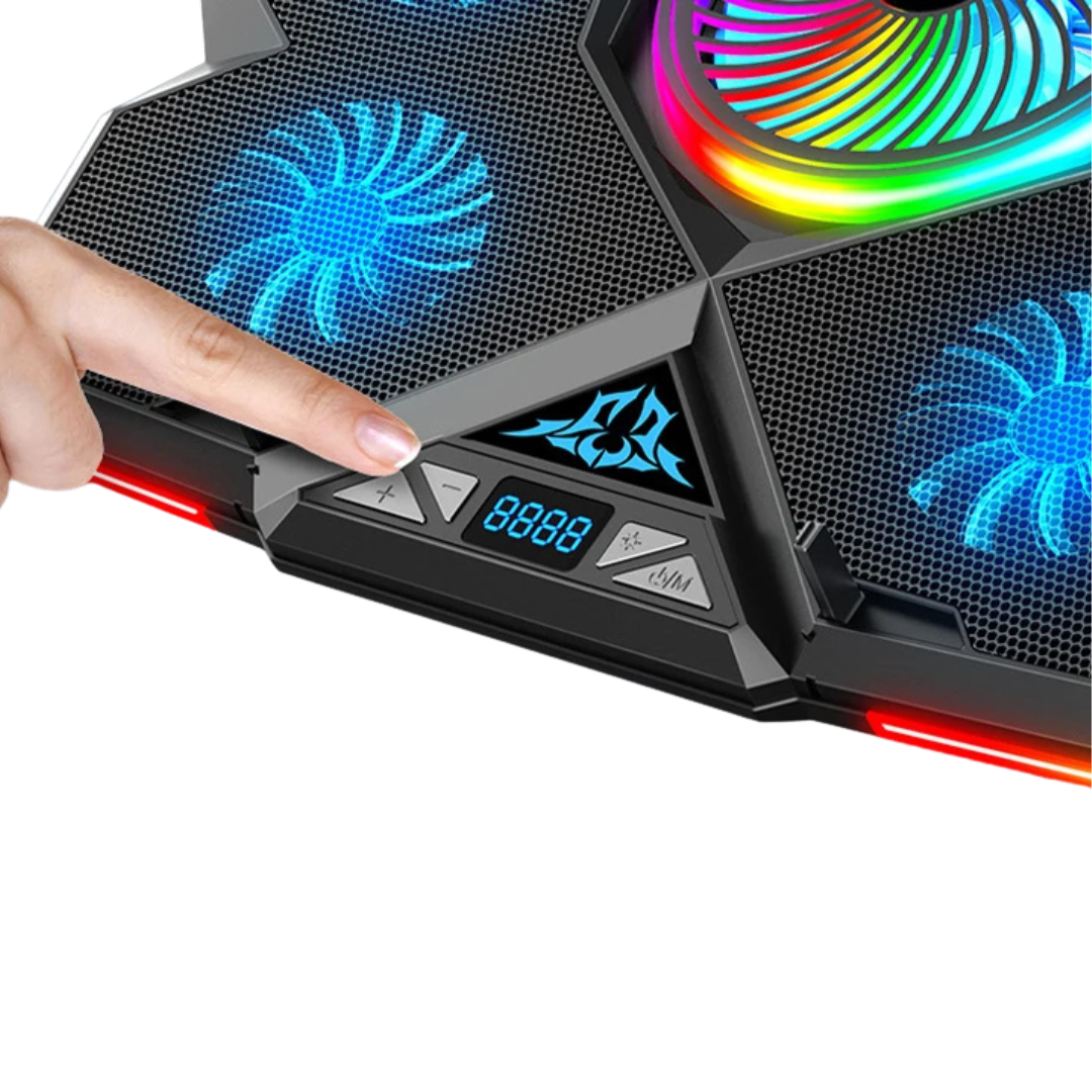 Supporto Raffreddamento RGB Cinque Ventole 2 Porte USB Tappetino Raffreddamento