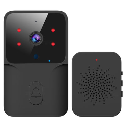 Campanello video wireless domestico con camera HD 1080p, lente grandangolare 160°, interfono bidirezionale.