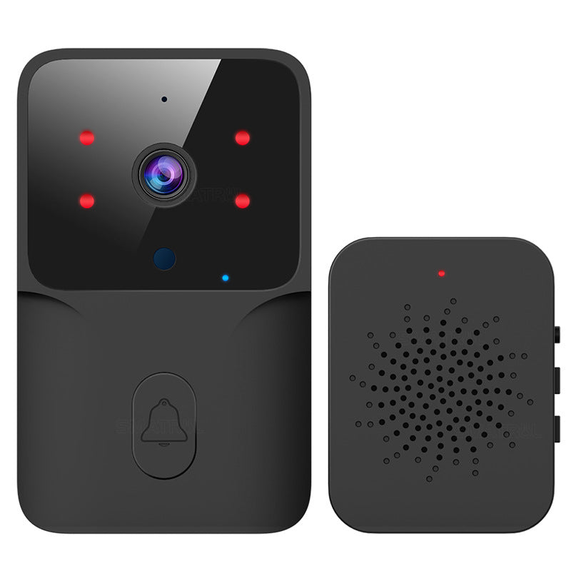 Campanello video wireless domestico con camera HD 1080p, lente grandangolare 160°, interfono bidirezionale.