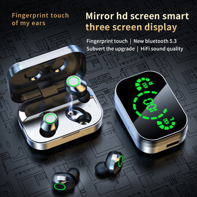 Auricolari wireless YD03 con custodia: display LED grande mostra la batteria residua, Bluetooth 5.3.