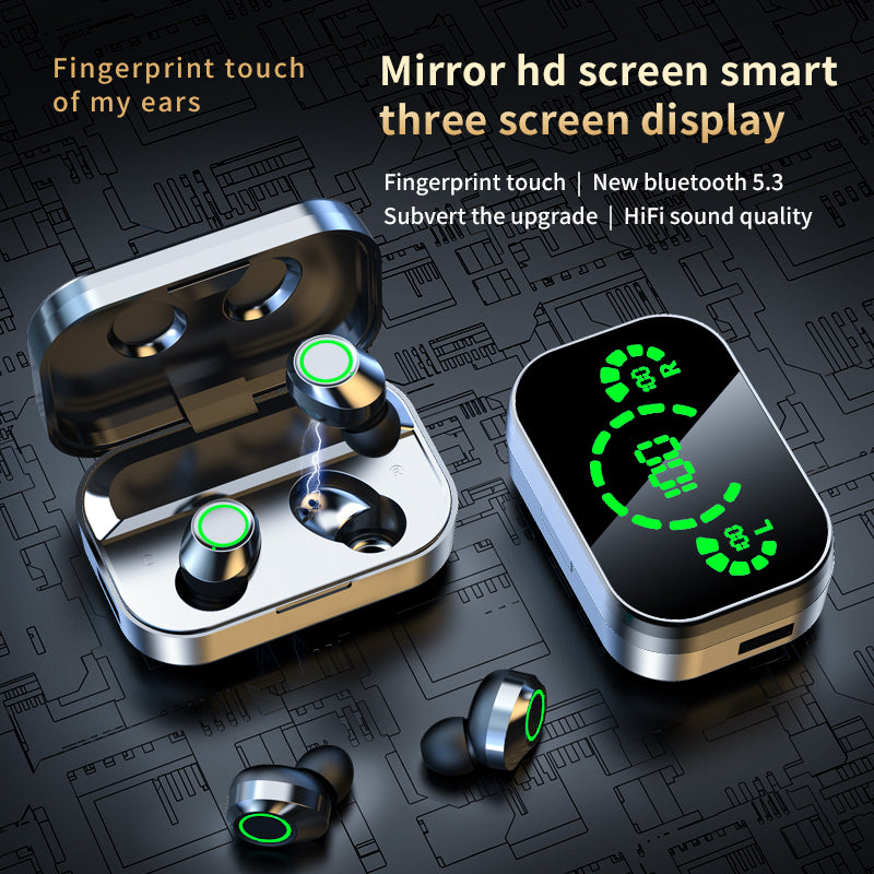 Auricolari wireless YD03 con custodia: display LED grande mostra la batteria residua, Bluetooth 5.3.