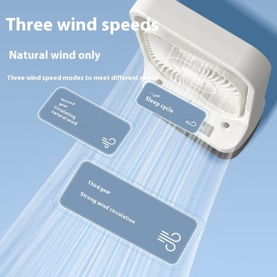 Ventilatore domestico USB ricaricabile con serbatoio acqua, tre ugelli nebulizzatori e luci notturne, raffreddamento 270°