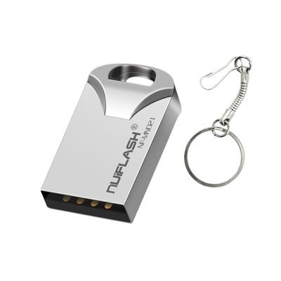 Mini chiavetta USB metallica Nuflash NF-MN021 con portachiavi, compatibile USB 2.0 e storage solido durevole.