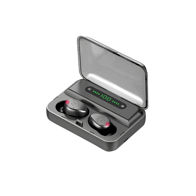 Cuffie Bluetooth binaurali con power bank integrato, display LED al 100% e audio premium per bassi potenti e voci chiare.