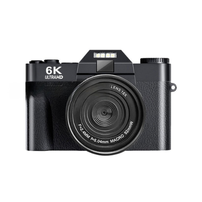 Camera digitale retro 6K HD con lente 16X, portatile per viaggi, matrimoni e feste. Schermo Full HD e operazioni manuali complete.