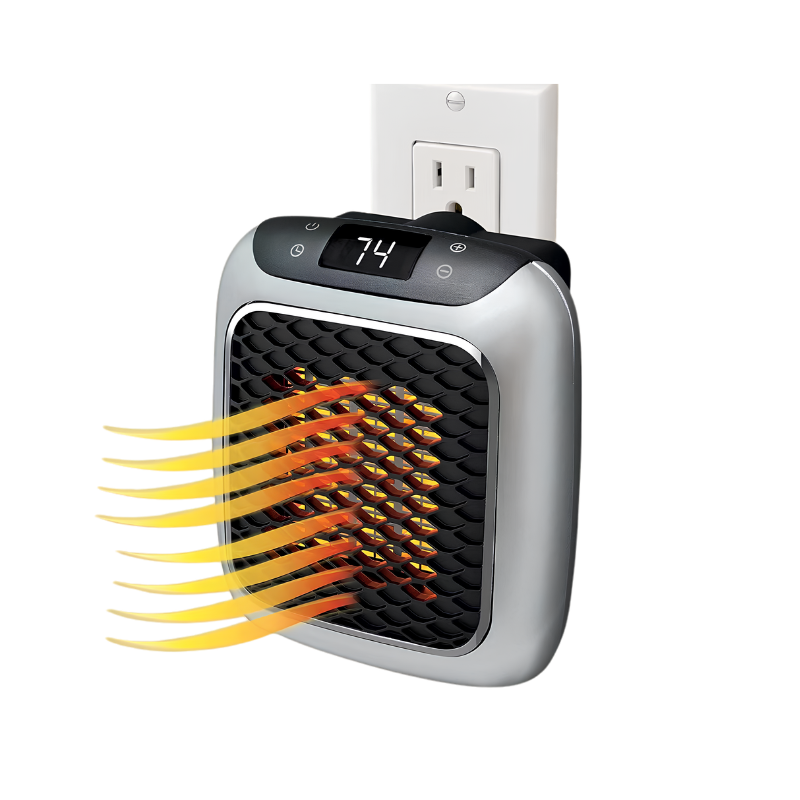 Mini termosifone da parete con display digitale e controllo touch, 800W, ideale per casa e ufficio.