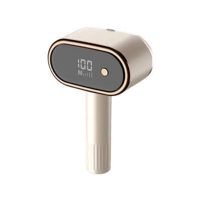 Rimuovi pelucchi digitale LED ricaricabile USB, color Crema con display che indica la carica al 100%.