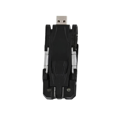 Chiavetta USB design robot con scocca metallica protettiva e linee geometriche, ideale come idea regalo originale.