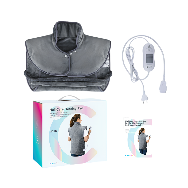 fascia elettrica grigio in flanella per spalle, con controllo digitale, cavo 2m e scatola, 120W standard europeo.