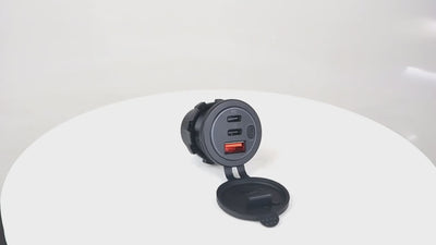 Presa Caricabatteria Auto Doppie Porte USB C Impermeabili Interruttore  LED Ricarica Rapida