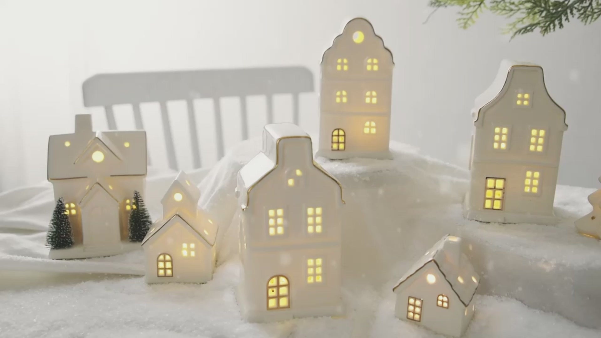 Decorazioni Natalizie Luci Decorative LED Casette Babbo Natale Albero Ceramica
