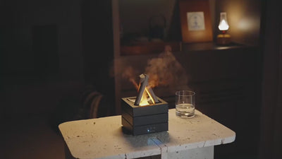 Aromaterapia Diffusore Aromi Vapore Forma Falò Luci Ricaricabile