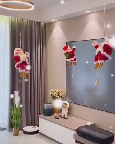 Babbo Natale Arrampicata Automatica Musica Filo Catena Sospeso Decorazione