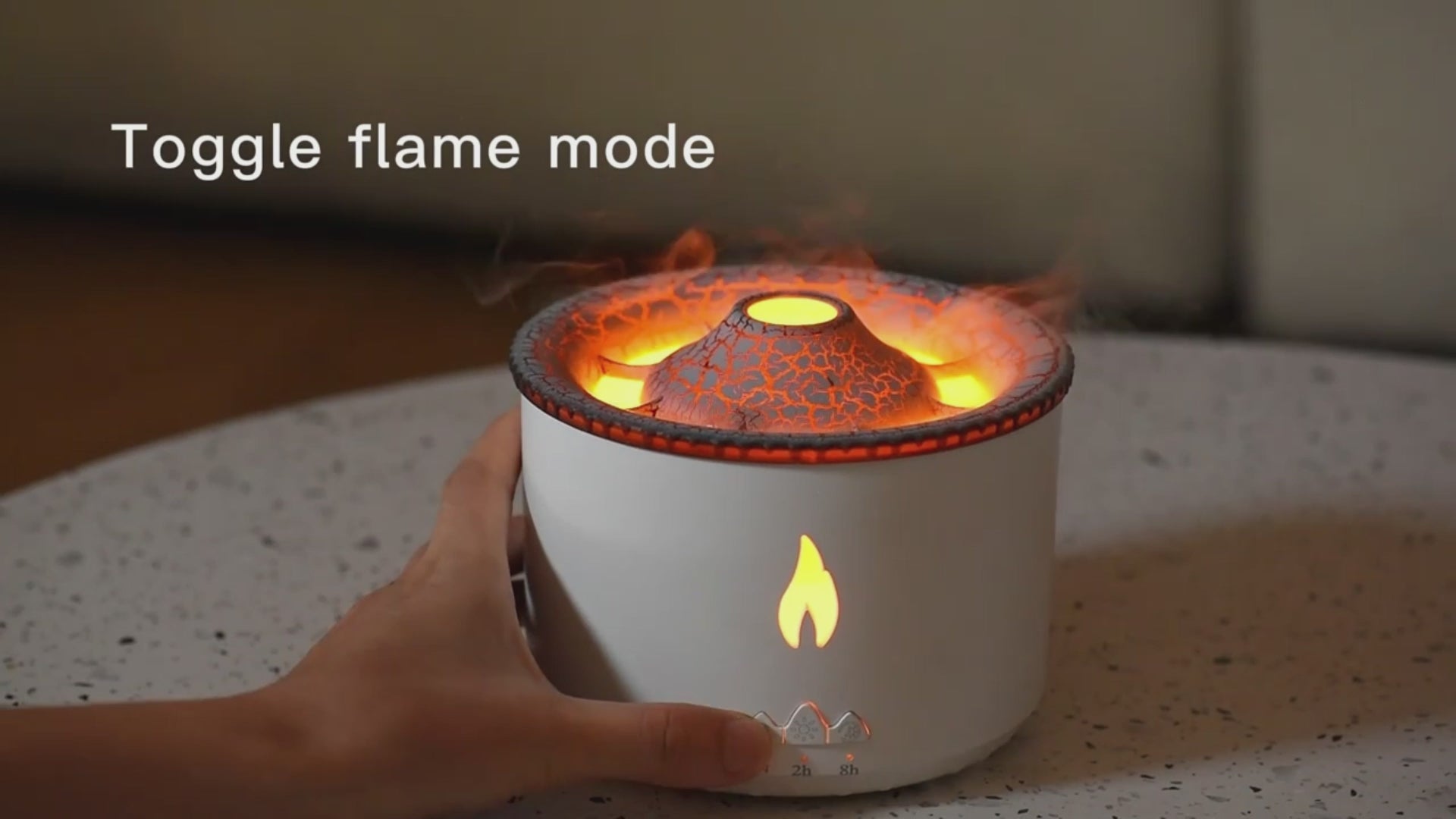 Carica il video: Diffusore Aromi Controllo Remoto Effetto Visivo Colore Bianco Vulcano