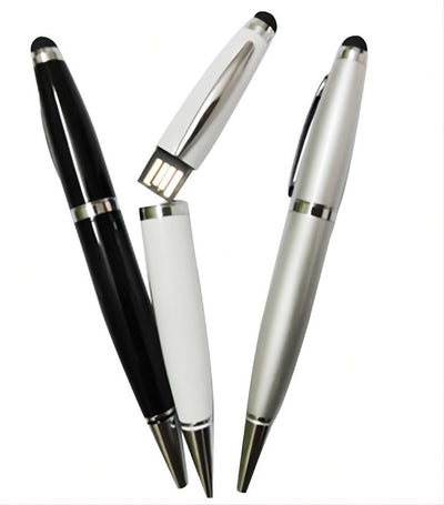 Set di tre penne 3 in 1: stilo touch screen, USB da 32GB e penna a sfera, in vinile impermeabile.