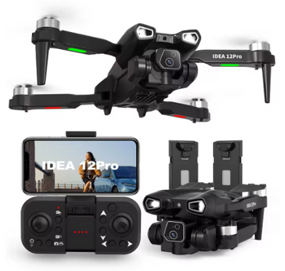 Drone Fotocamera 4K 2 Batterie Doppia Fotocamera  WiFi Ottico Senza Spazzole